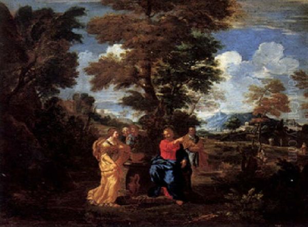 Christ And The Woman Of Samaria Oil Painting by Pietro da Cortona