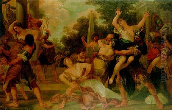 The Rape Of The Sabine Women Oil Painting by Pietro da Cortona