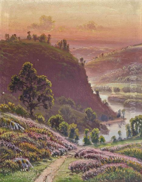 Rolling Hills At Sunset Oil Painting by Gaston Anglade