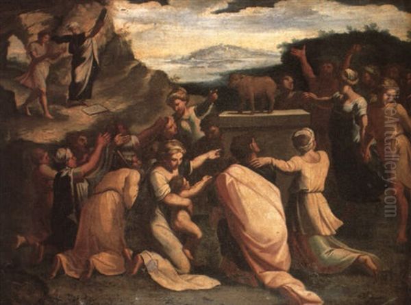 The Worship Of The Golden Calf Oil Painting by Pietro da Cortona