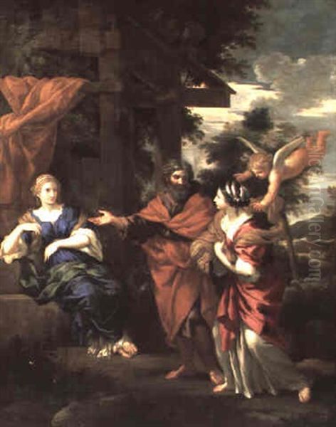 Abraham, Sarah And Hagar Oil Painting by Pietro da Cortona