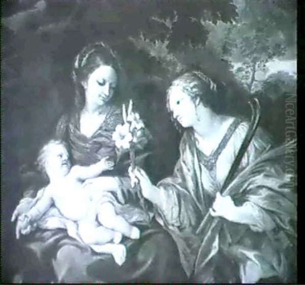 Madonna And Child With A Female Saint Oil Painting by Pietro da Cortona