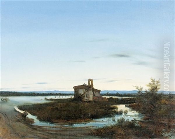 Abendliche Partie Mit Kapelle Im Moor Oil Painting by Giovanni Corvini