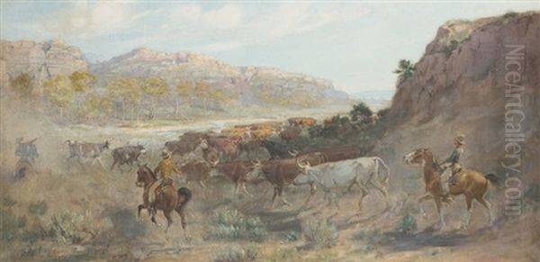 Roundup-first Round Oil Painting by Charles Abel Corwin