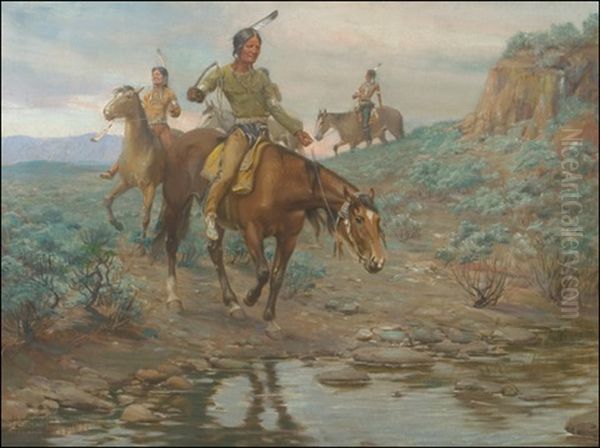 At The Ford Oil Painting by Charles Abel Corwin