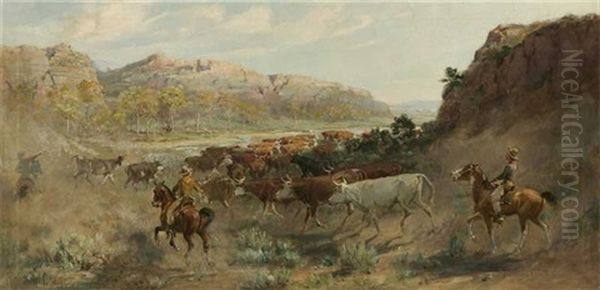 Roundup - First Round Oil Painting by Charles Abel Corwin