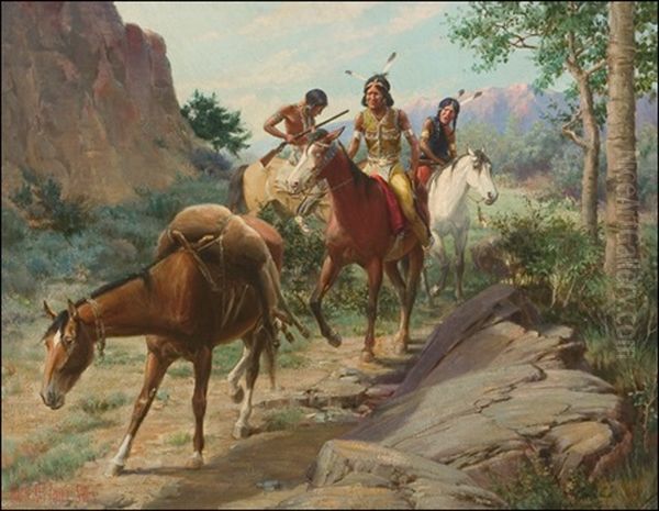 A Successful Hunt Oil Painting by Charles Abel Corwin