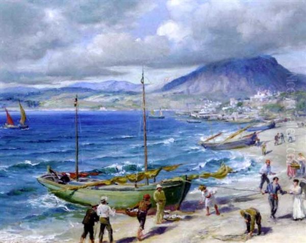 Seaside Fishermen Oil Painting by Charles Abel Corwin