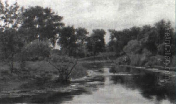 River Landscape Oil Painting by Charles Abel Corwin