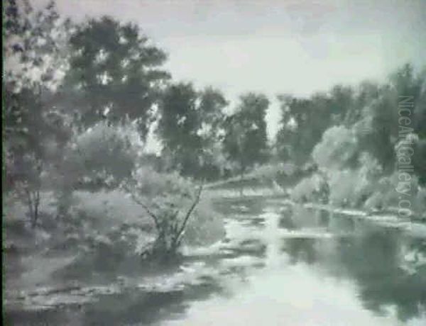 River Scene Oil Painting by Charles Abel Corwin