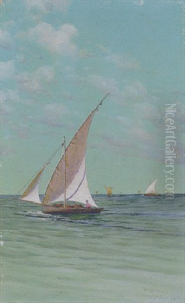 Marina Con Barche A Vela Oil Painting by Giuseppe Cosenza