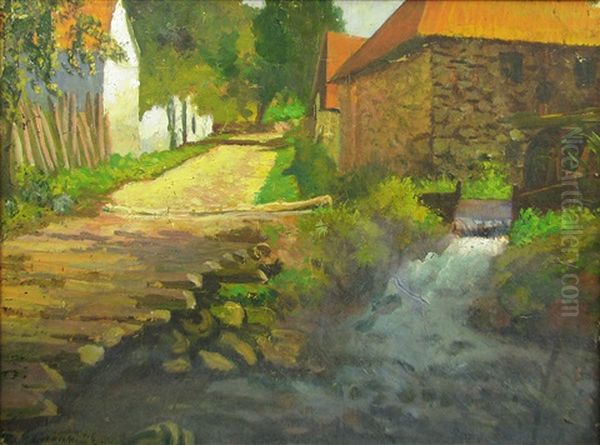 The Mill Of The Village (sarmisegetuza) Oil Painting by Jean Leon Cosmovici