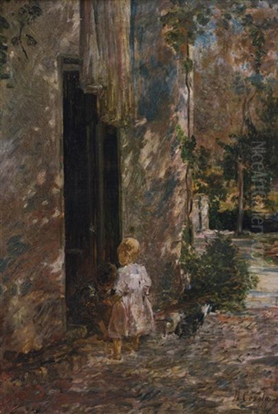 Bambini Nel Giardino Oil Painting by Demetrio Cosola