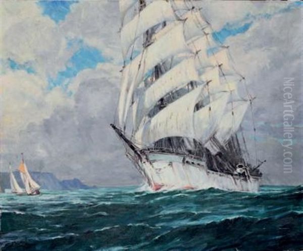 Trois Mats, Toutes Voiles Dehors by Adolphe Cossard