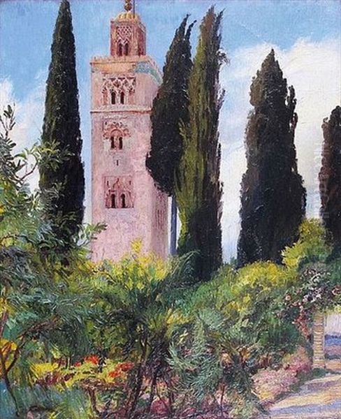 Les Jardins De La Koutoubia,  Marrakech Oil Painting by Adolphe Cossard