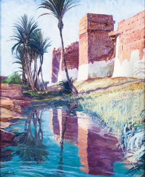 Vue Des Remparts De Marrakech Oil Painting by Adolphe Cossard