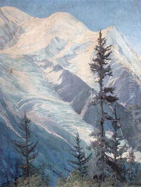 Le Glacier Des Bossons Et Le Mont-blanc Oil Painting by Adolphe Cossard