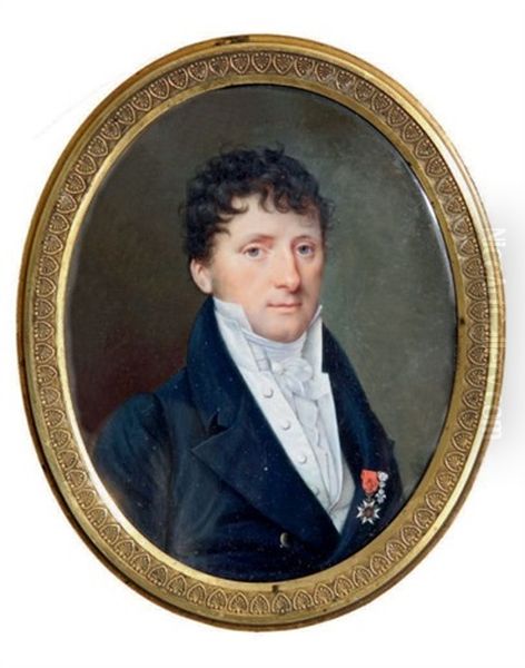 Portrait De Paul Louis Suzanne De Juge De Montespieu (1771 - 1844) En Redingote, Decore Des Ordres Royaux De Saint Louis Et Du Lys Oil Painting by Jean Cossard