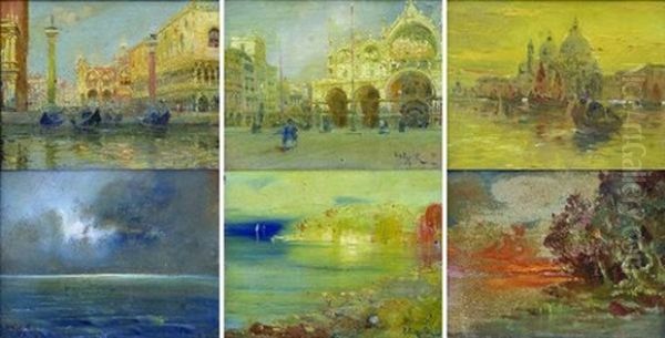 Nice Et Venise (suite Of 6) Oil Painting by Hugues V. Cossetini