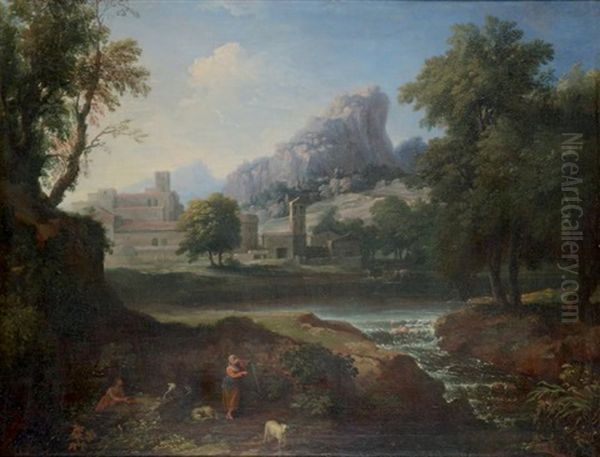 Couple De Bergers Dans Un Paysage Oil Painting by Jan Joost van Cossiau