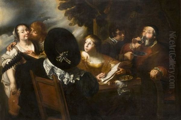 Allegorie Des Cinq Sens Oil Painting by Jan Cossiers