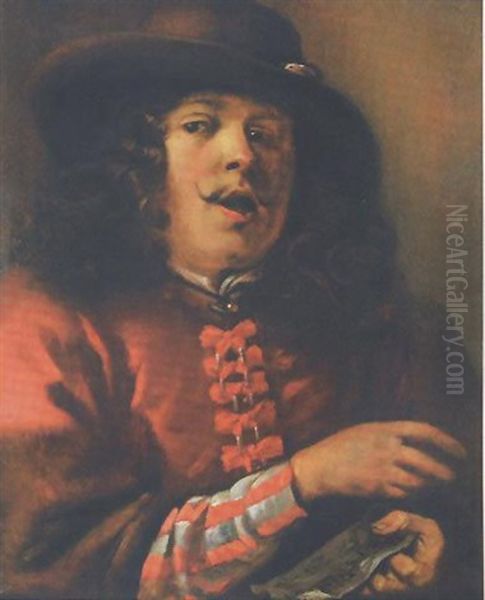 Portrait D'homme Chantant (un Des Cinq Sens?) Oil Painting by Jan Cossiers