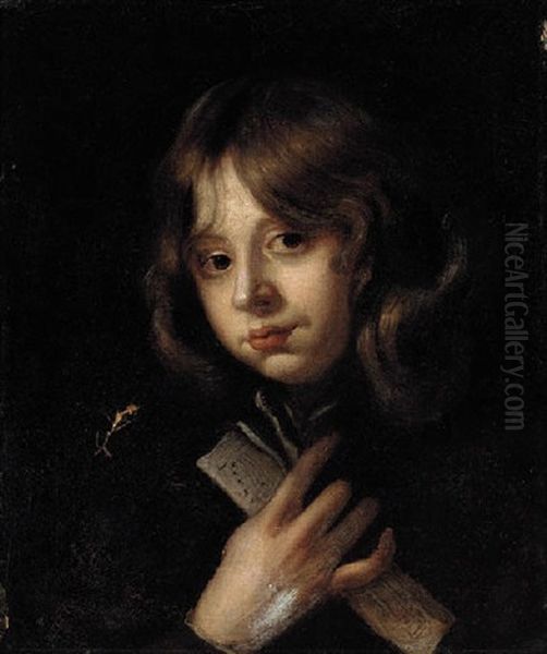 A Young Man Holding A Music Sheet Oil Painting by Jan Cossiers