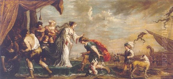 Aeneas Kneeling Before Dido Oil Painting by Jan Cossiers