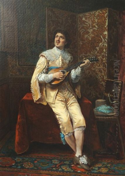 The Mandolin Player Oil Painting by Herman Maurice Cossmann