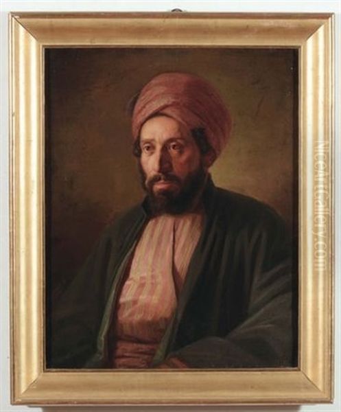 Ritratto Di Orientale Con Turbante Oil Painting by Herman Maurice Cossmann