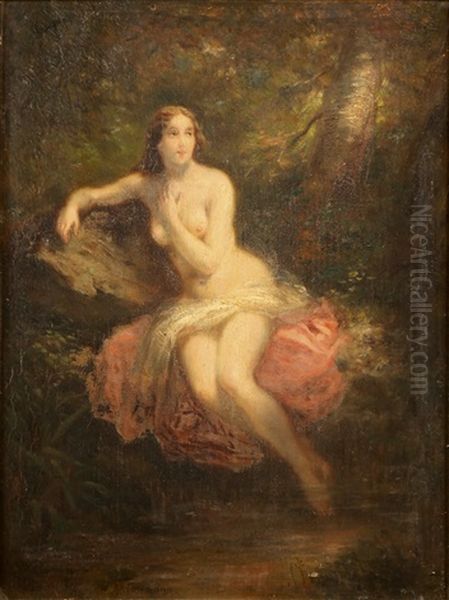 Jeune Femme Denudee Pres D'un Ruisseau Oil Painting by Herman Maurice Cossmann