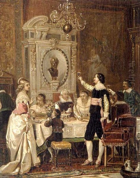 La Cinquantaine Or The Toast Oil Painting by Herman Maurice Cossmann