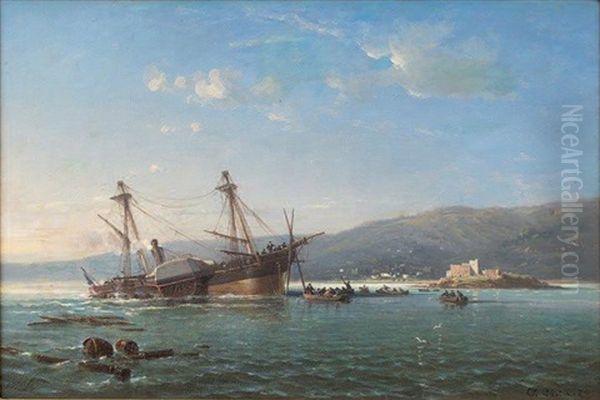 Le Naufrage D'un Bateau A Vapeur Au Large D'une Cote Oil Painting by Angelo Costa