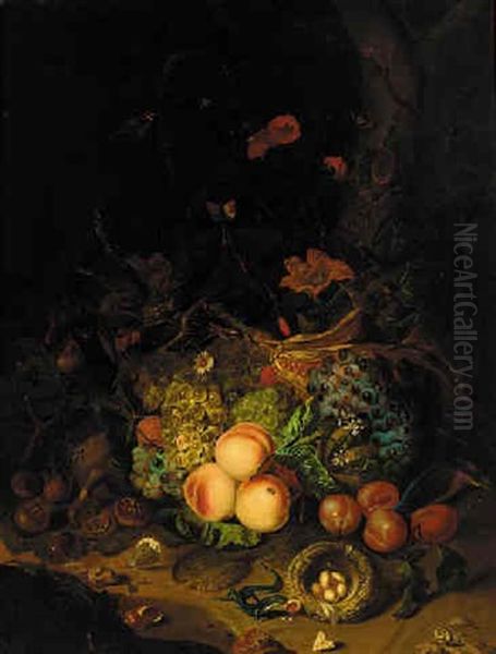 A Cornucopia Of Fruits And Flowers Oil Painting by Antonio Costa