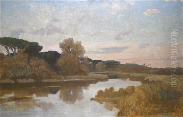 Castel Fusano Oil Painting by Giovanni Costa