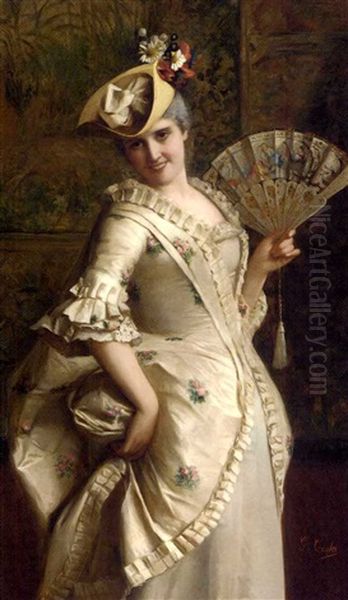 Una Donna Elegante Oil Painting by Giovanni Costa