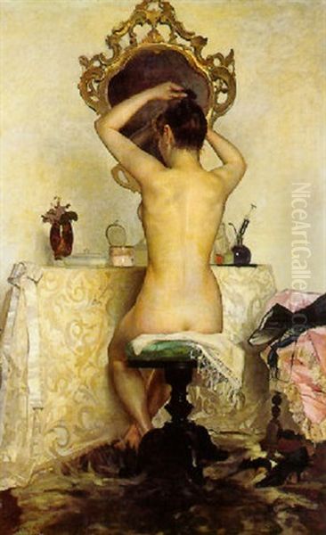 Femme A La Toilette Oil Painting by Giovanni Costa