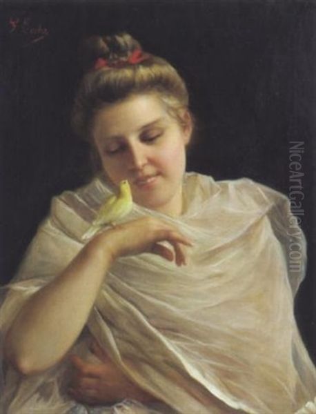 Madchen Mit Kanarienvogel Oil Painting by Giovanni Costa