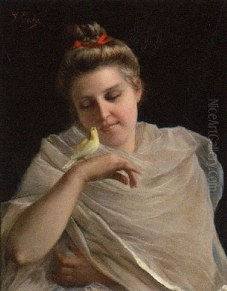 The Canary Girl Oil Painting by Giovanni Costa