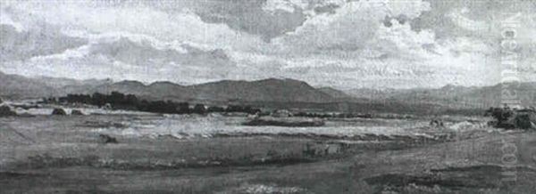 Wild Horses In The Roman Campagna by Giovanni Costa