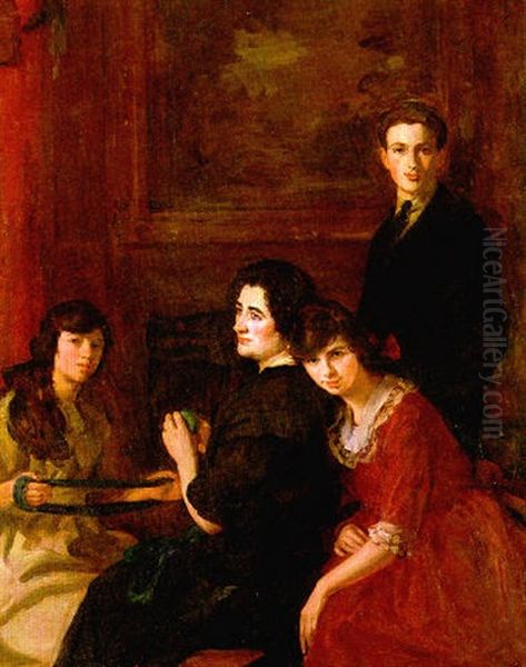 Portrait Of The Henry Symons Family Oil Painting by John da Costa