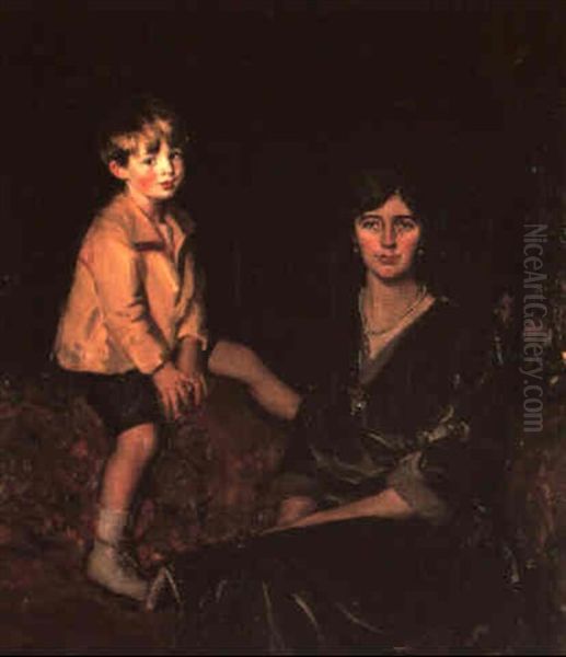 Ritratto Di Helen Mary Grandage E Di Suo Figlio Christopher Oil Painting by John da Costa