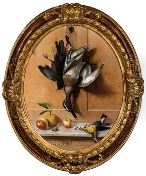 Still Life With Goose And Fruit Oil Painting by Oreste Costa