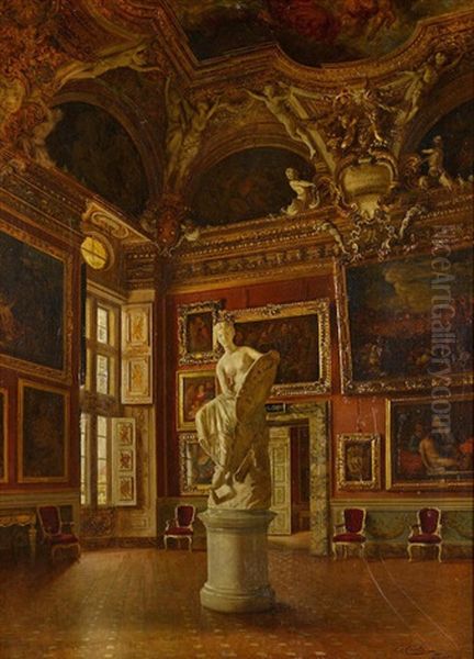 Interior Of The Pitti Palace Oil Painting by Oreste Costa