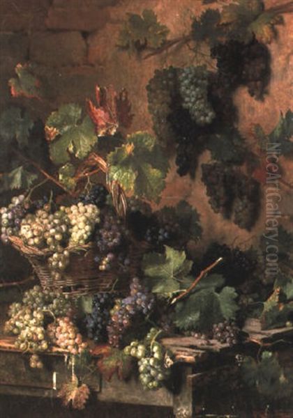 A Bountiful Harvest Of Grapes Oil Painting by Oreste Costa