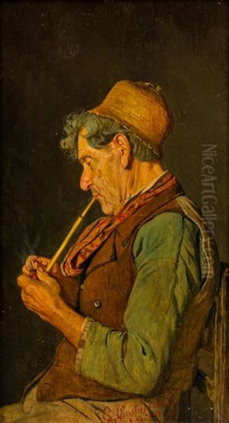 The Pipe Lighter, 1879 Oil Painting by Giuseppe Costantini