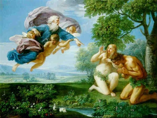 Adam Et Eve Chasses Du Paradis Oil Painting by Placido Costanzi