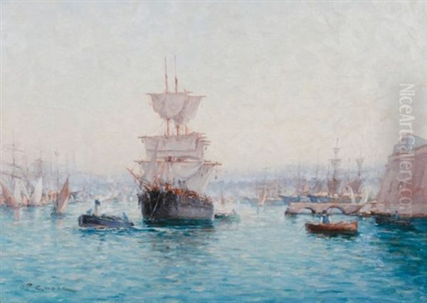 Harbour View Oil Painting by Victor Coste