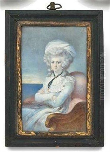 Portrait De Femme A Mi-corps, De Trois-quarts, En Robe Gris-bleu Oil Painting by Maria Hadfield Cosway