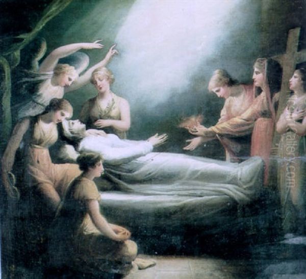 Christ Raising The Young Woman From Her Deathbed Oil Painting by Maria Hadfield Cosway